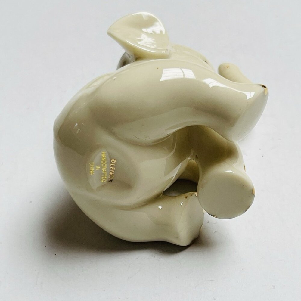 Vintage Lenox Elephant Porcelain Figurine Trunk Up White Gold‎ Hand Painted - Picture 6 of 8
